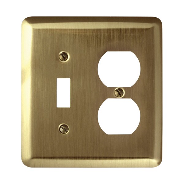 Amerelle Amerelle Devon Brushed Brass 2 gang Stamped Steel Duplex/Toggle Wall Plate 1 pk 154TD - main